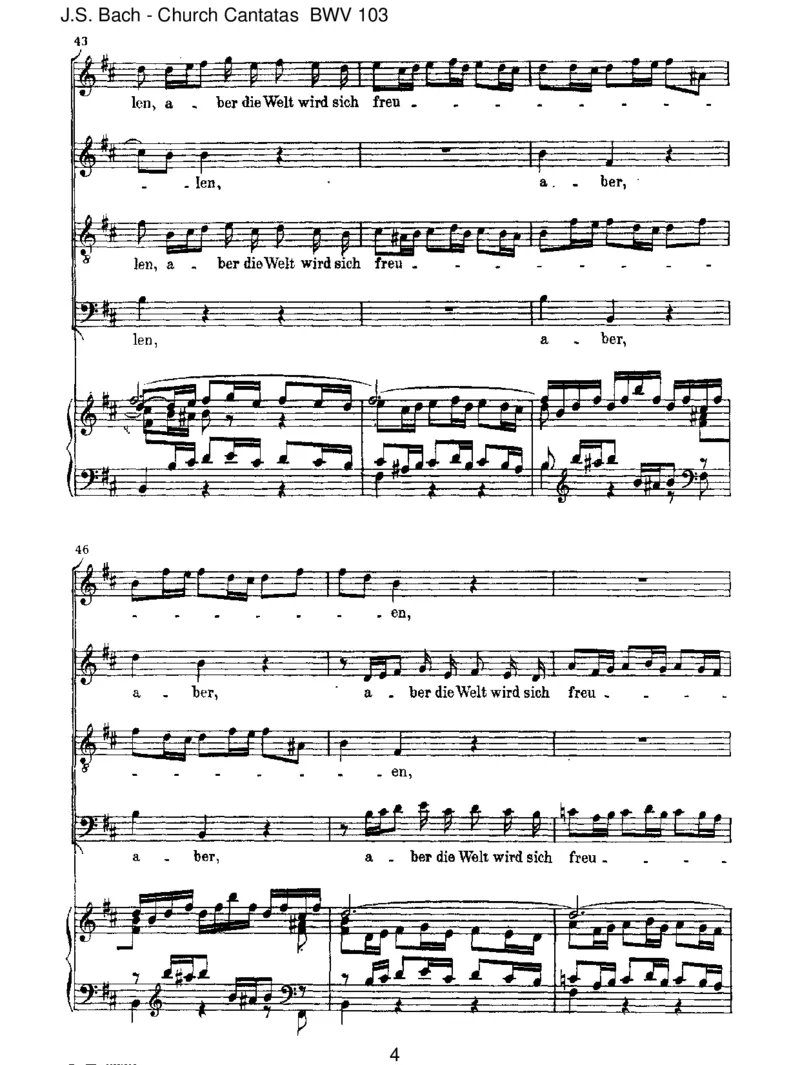 BWV103Ihrwerdetweinenundheulen_一万首著名钢琴曲谱哈农贝多芬合集视频教学电子版高清无水印可打印_1古典钢琴知名音乐家谱_巴赫钢琴谱全集_J.S巴赫作品全集_JohannSebastianBach(1685-1750)巴赫