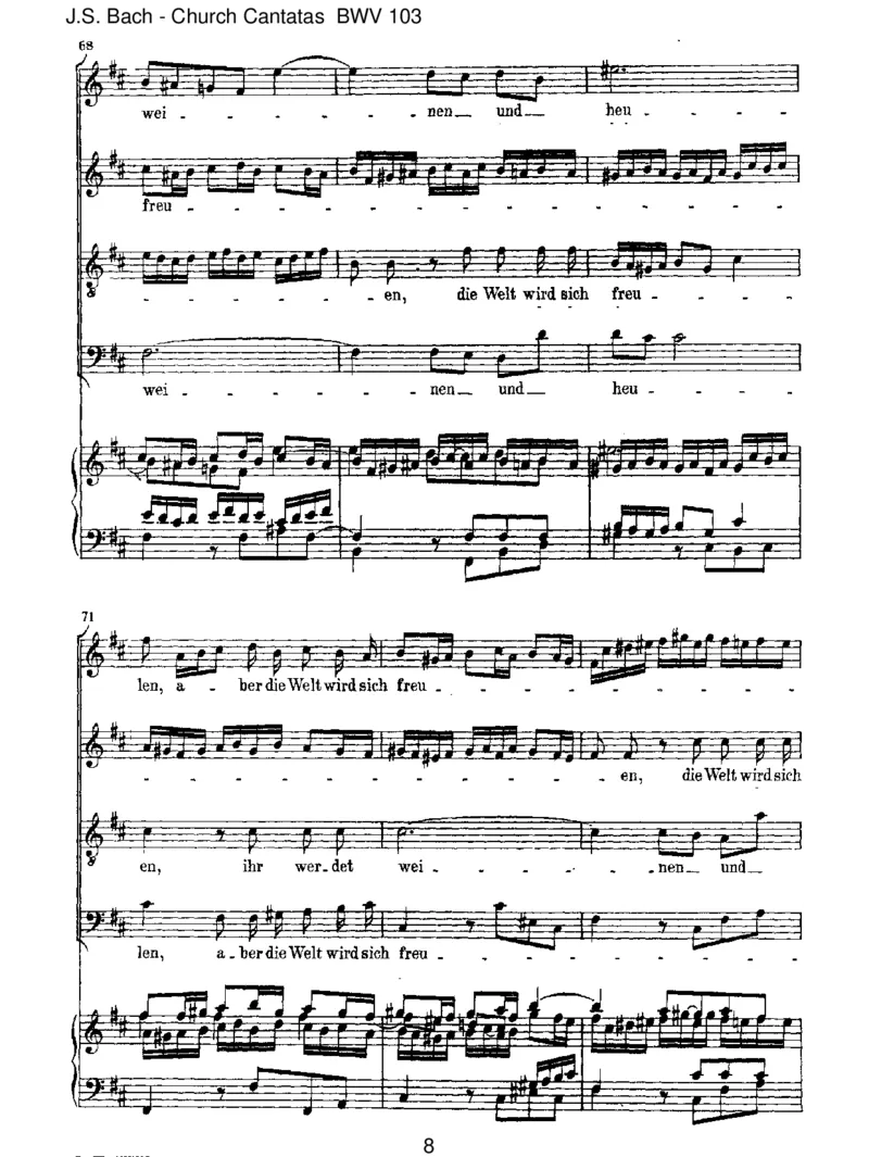 BWV103Ihrwerdetweinenundheulen_一万首著名钢琴曲谱哈农贝多芬合集视频教学电子版高清无水印可打印_1古典钢琴知名音乐家谱_巴赫钢琴谱全集_J.S巴赫作品全集_JohannSebastianBach(1685-1750)巴赫