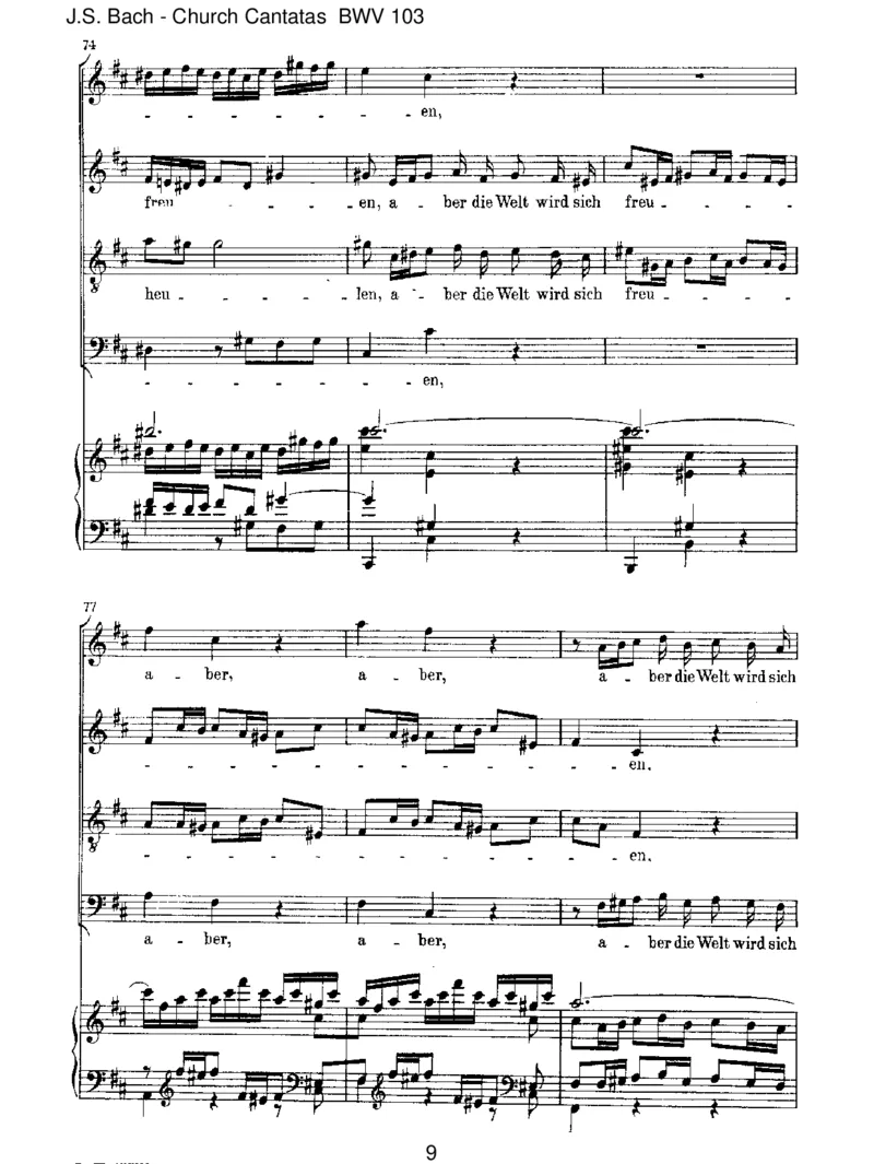 BWV103Ihrwerdetweinenundheulen_一万首著名钢琴曲谱哈农贝多芬合集视频教学电子版高清无水印可打印_1古典钢琴知名音乐家谱_巴赫钢琴谱全集_J.S巴赫作品全集_JohannSebastianBach(1685-1750)巴赫