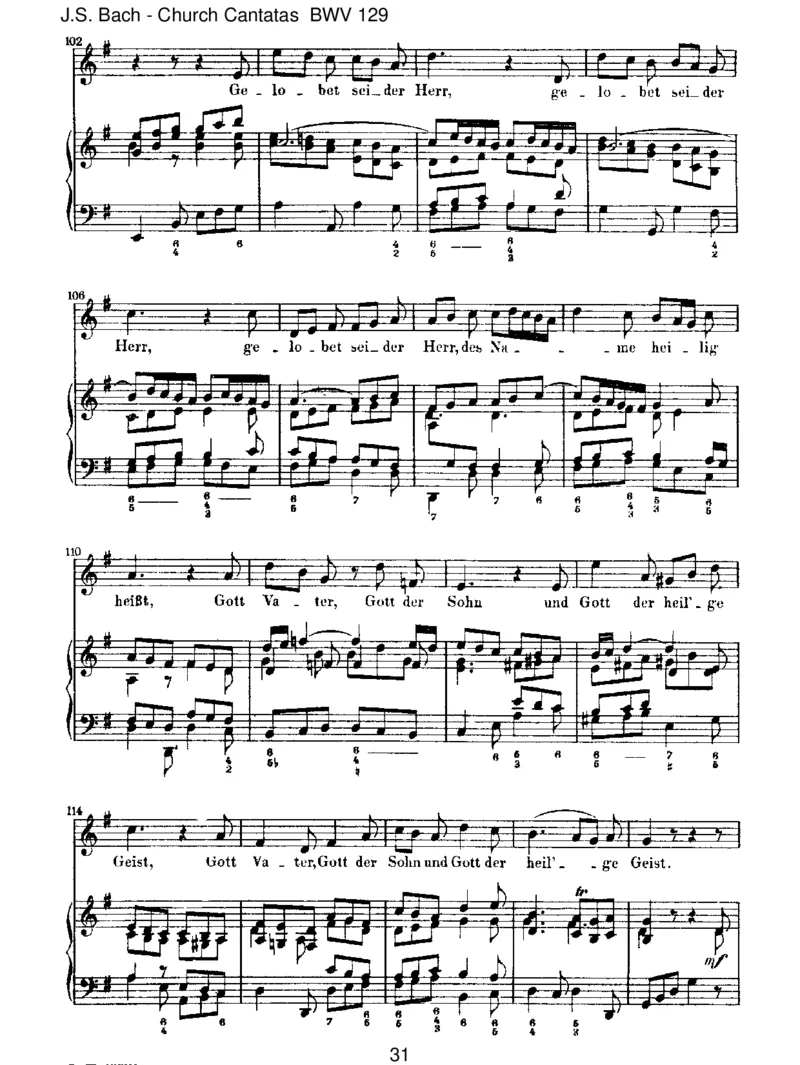 BWV129GelobetseiderHerr,meinGott_一万首著名钢琴曲谱哈农贝多芬合集视频教学电子版高清无水印可打印_1古典钢琴知名音乐家谱_巴赫钢琴谱全集_J.S巴赫作品全集