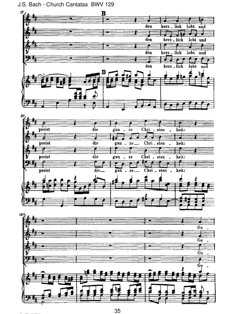 BWV129GelobetseiderHerr,meinGott_一万首著名钢琴曲谱哈农贝多芬合集视频教学电子版高清无水印可打印_1古典钢琴知名音乐家谱_巴赫钢琴谱全集_J.S巴赫作品全集