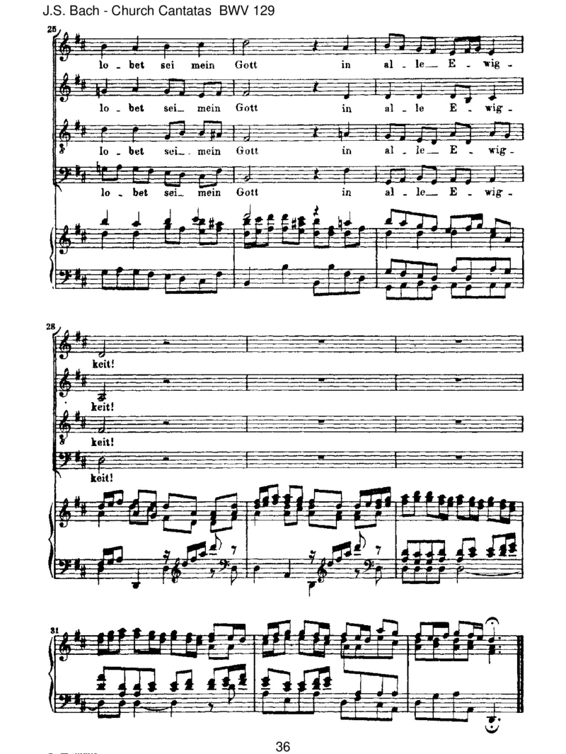 BWV129GelobetseiderHerr,meinGott_一万首著名钢琴曲谱哈农贝多芬合集视频教学电子版高清无水印可打印_1古典钢琴知名音乐家谱_巴赫钢琴谱全集_J.S巴赫作品全集