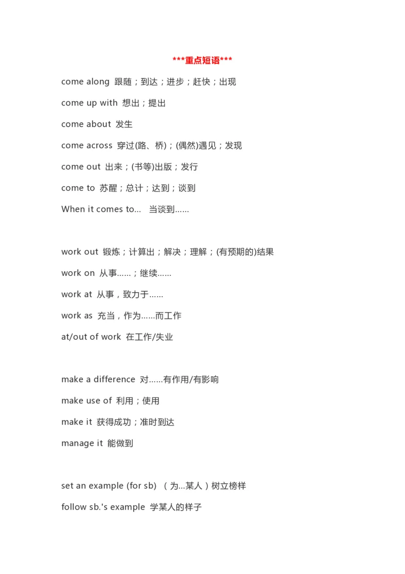 高中英语（新人教版）必修第一册（56页）_E015高中全科试卷_英语试题_必修1_1.新版高中英语必修一_7.知识汇总