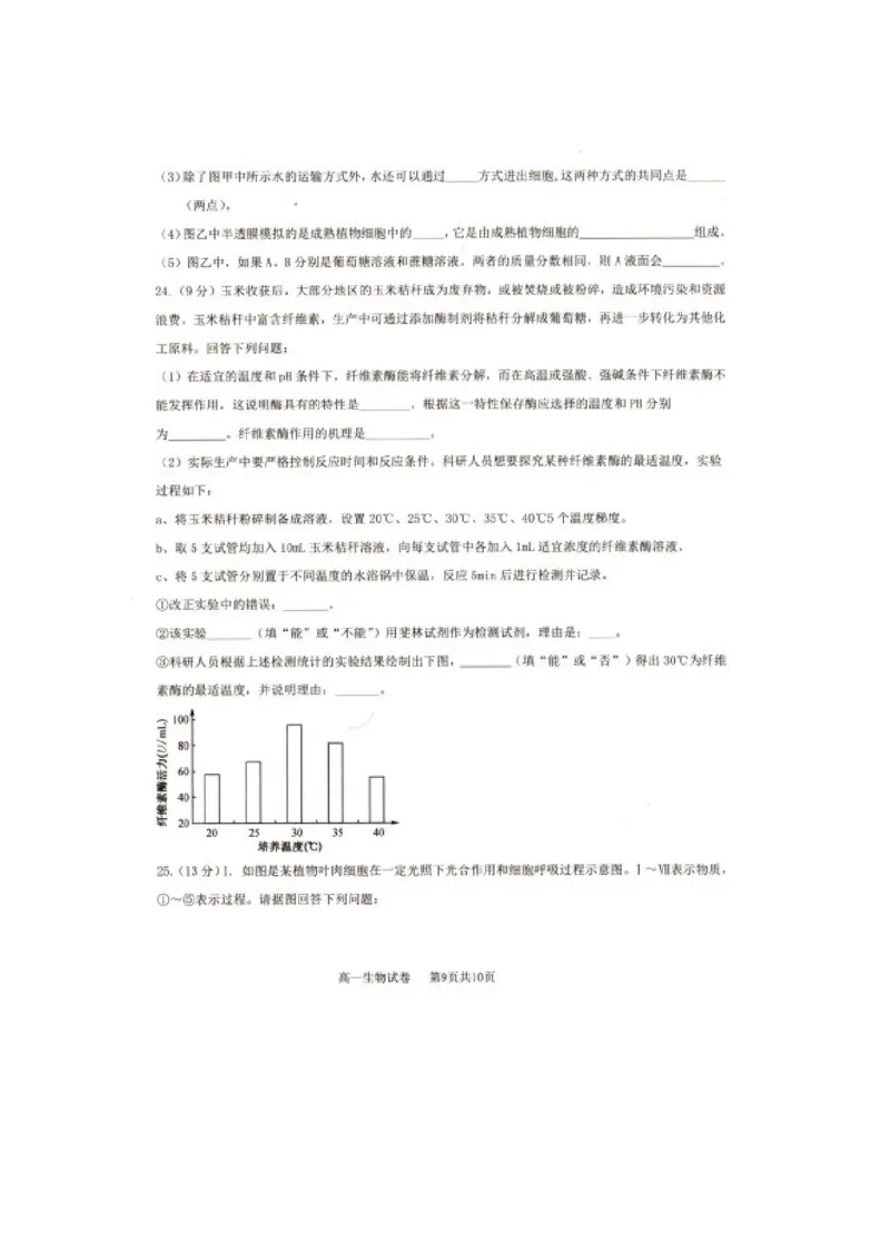 辽宁省抚顺市省重点高中六校协作体2024-2025学年高一上学期期末考试生物PDF版含答案_2024-2025高一（7-7月题库）_2025年01月试卷