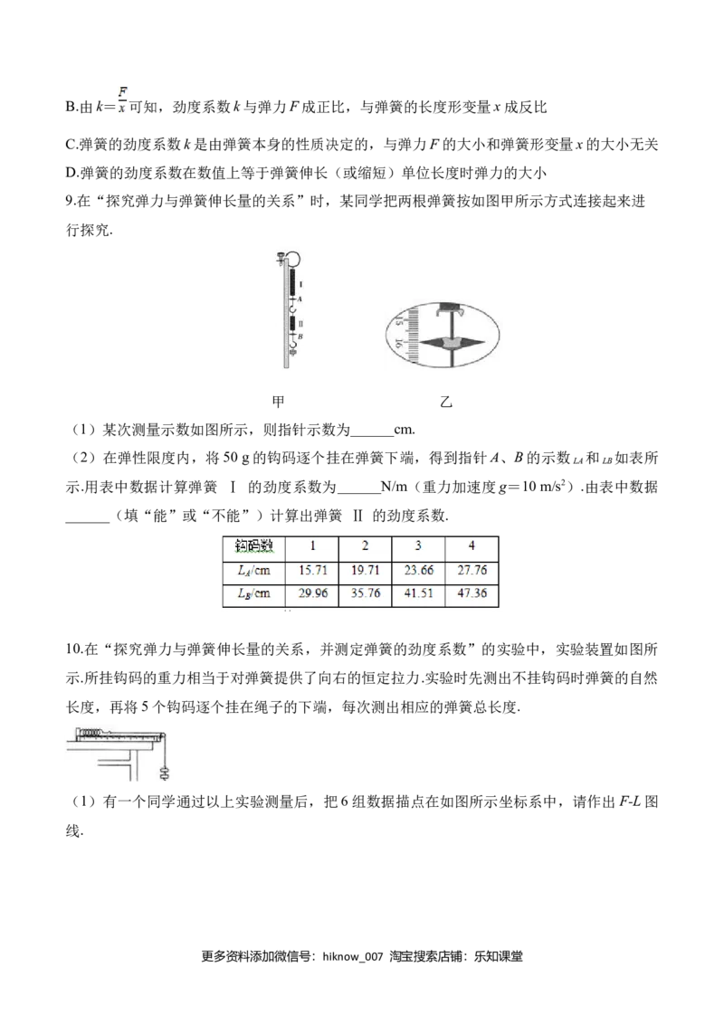 第3.2课时弹力（原卷版）_E015高中全科试卷_物理试题_必修1_6.专项练习_第3.2课时弹力-高一物理知识点专题解析与题型练习（人教版必修1）