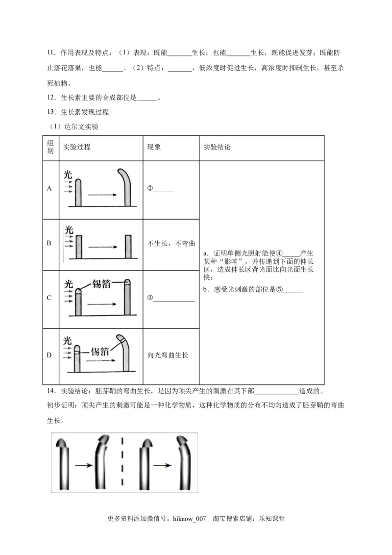 第5章植物生命活动的调节单元测试卷2022-2023学年人教版（2019）高中生物选择性必修1_E015高中全科试卷_生物试题_选修1_1.单元测试_2.单元测试（第二套）_第五章