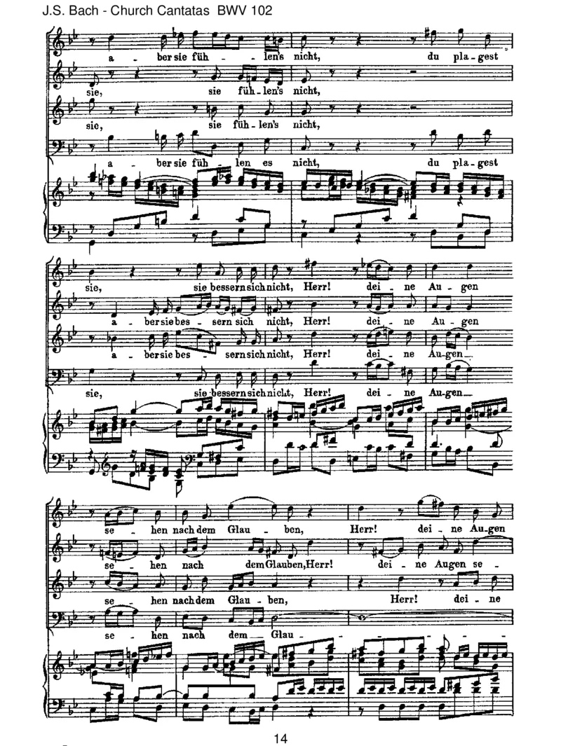 BWV102Herr,deineAugensehennachdemGlauben_一万首著名钢琴曲谱哈农贝多芬合集视频教学电子版高清无水印可打印_1古典钢琴知名音乐家谱_巴赫钢琴谱全集_J.S巴赫作品全集