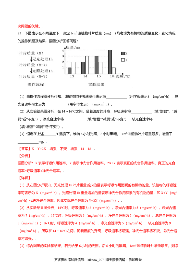 第五章章末测试-高一生物课后培优练（人教版2019必修1）（解析版）_E015高中全科试卷_生物试题_必修1_1.单元测试_2.单元测试（第二套）