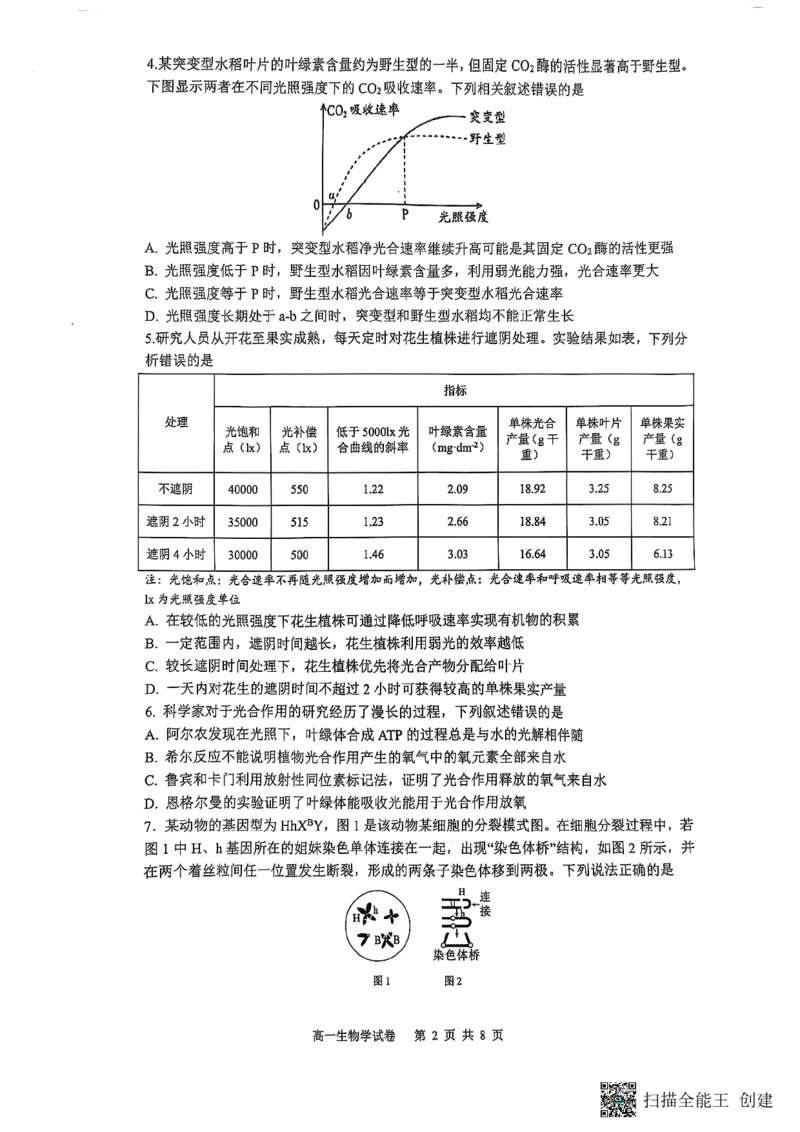 重庆市巴蜀中学校2024-2025学年高一下学期期末考试生物试题_2024-2025高一（7-7月题库）_2025年7月_250708重庆市巴蜀中学教育集团高2027届高一（下）期末考试