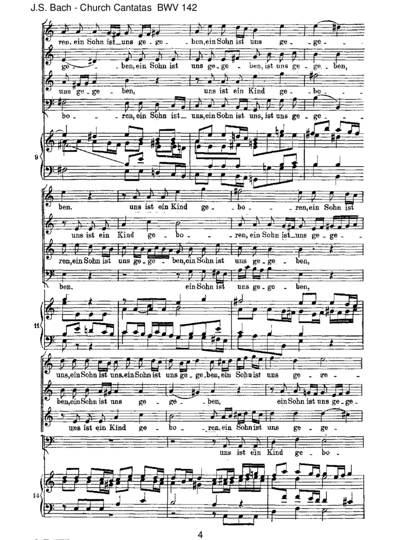 BWV142UnsisteinKindgeboren(Spurious,by_Kuhnau)_一万首著名钢琴曲谱哈农贝多芬合集视频教学电子版高清无水印可打印_1古典钢琴知名音乐家谱_巴赫钢琴谱全集_J.S巴赫作品全集