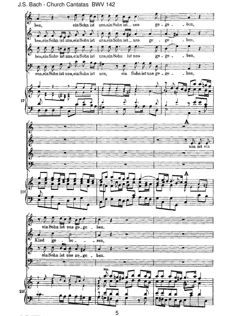 BWV142UnsisteinKindgeboren(Spurious,by_Kuhnau)_一万首著名钢琴曲谱哈农贝多芬合集视频教学电子版高清无水印可打印_1古典钢琴知名音乐家谱_巴赫钢琴谱全集_J.S巴赫作品全集