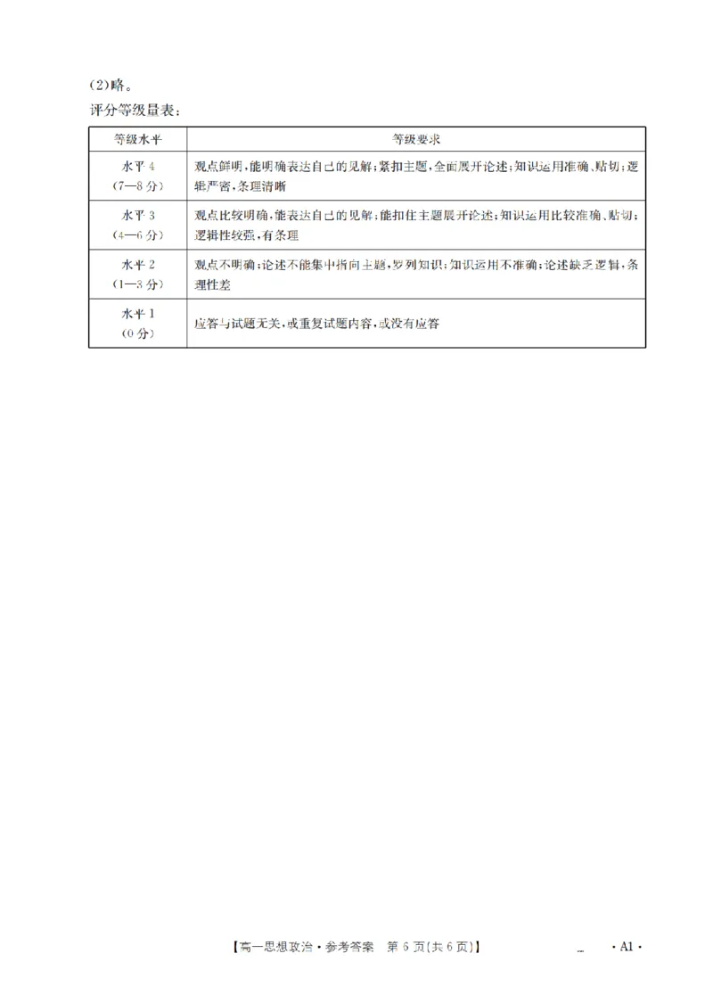河南省2025-2026年度高一年级上学期第三次月考试卷（26-179A）政治答案_2024-2025高一（7-7月题库）_2026年1月高一