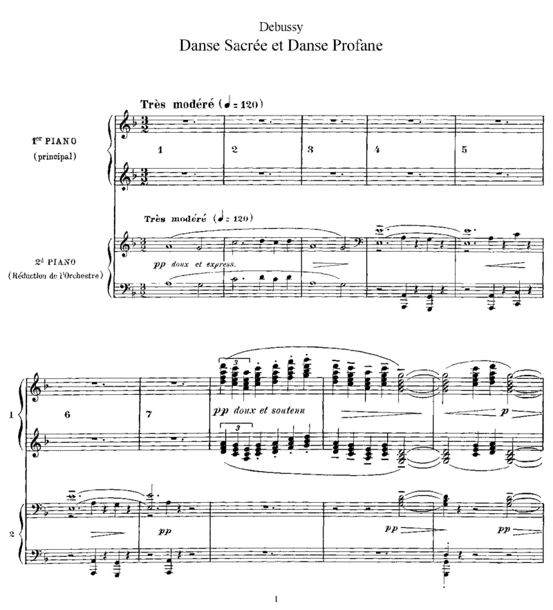 DanseSacreeetDanseProfane(2Piano)_一万首著名钢琴曲谱哈农贝多芬合集视频教学电子版高清无水印可打印_1古典钢琴知名音乐家谱_德彪西钢琴谱全集