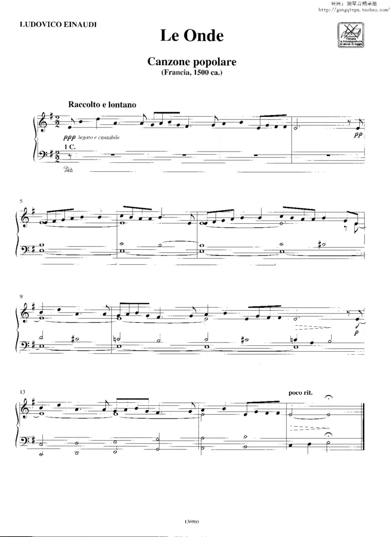 31、意大利钢琴家LudovicoEinaudi《海浪》（64页，共12首）_一万首著名钢琴曲谱哈农贝多芬合集视频教学电子版高清无水印可打印_3流行音乐谱_流行钢琴谱合集形式_高清PDF无水印