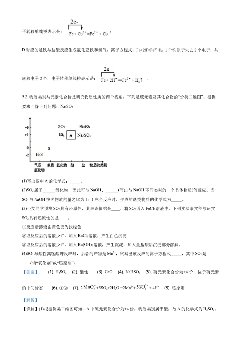 精品解析：北京清华大学附属中学高一上学期期中考试化学试题（解析版）_E015高中全科试卷_化学试题_必修1_1.新版人教版高中化学试卷必修一_6.名校真题