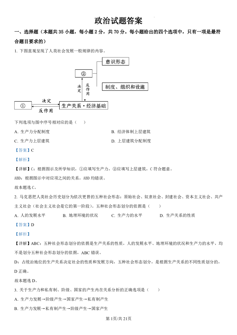 黑龙江省哈尔滨师范大学附属中学2024-2025学年高一上学期期中考试政治PDF版含解析（可编辑）_2024-2025高一（7-7月题库）_2024年12月试卷