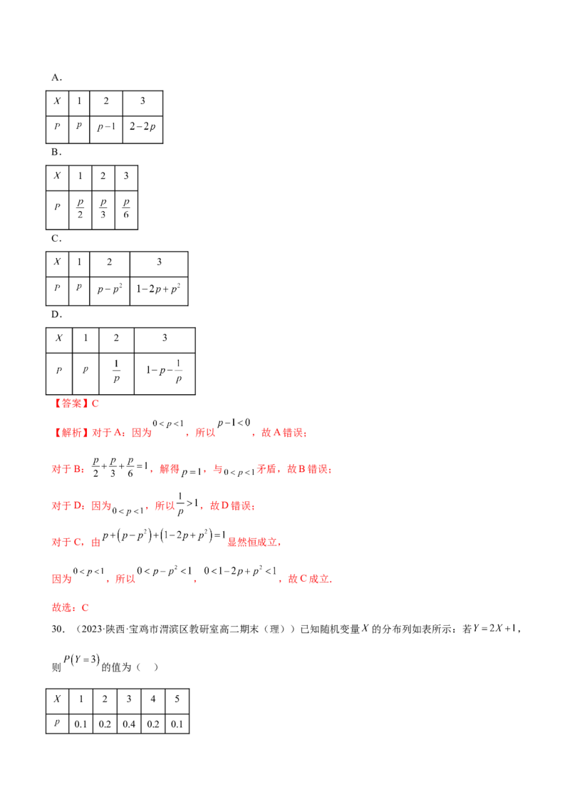 第七章随机变量及其分布（A卷&middot;知识通关练）（解析版）_E015高中全科试卷_数学试题_选修3_01.单元测试_单元测试AB卷2023年