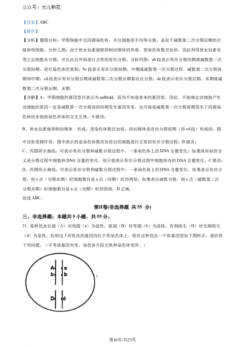 辽宁省沈阳市五校协作体2023-2024学年高一下学期期末联考生物试题（解析版）_2024-2025高一（7-7月题库）_2024年8月试卷_0824辽宁省沈阳市五校协作体2023-2024学年高一下学期期末联考