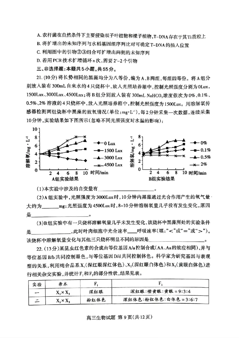 山东省泰安市2024年(届)高三年级四轮检测(泰安四模)生物试卷+答案(1)_2024年5月_025月合集_2024届山东省泰安市高三年级四轮检测