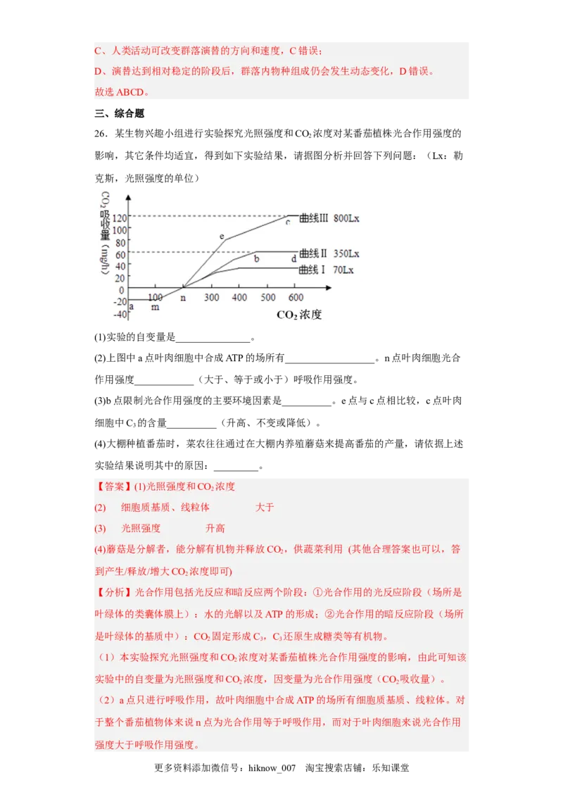 第二章群落及其演替-2022-2023学年高二生物章末测试必刷卷（人教版2019选择性必修2）（解析版）_E015高中全科试卷_生物试题_选修2_1.单元测试_3、单元测试2023