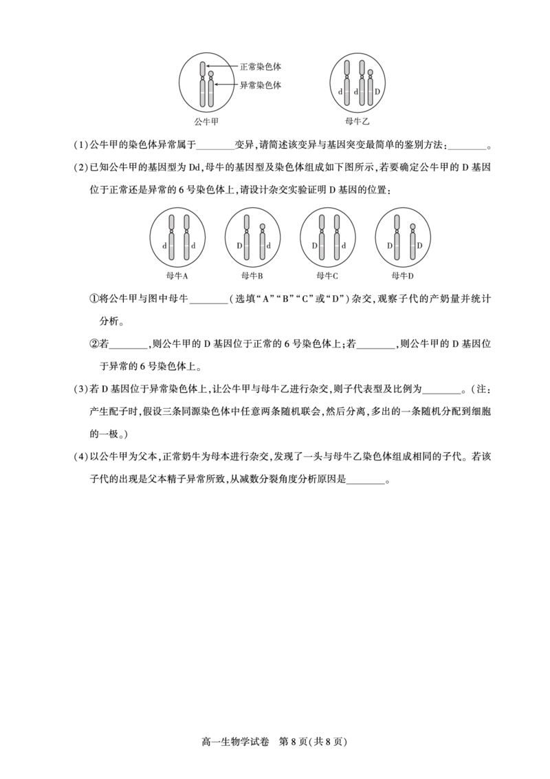 湖北省武汉市七彩联盟2024-2025学年度下学期高一年级6月联考生物_2024-2025高一（7-7月题库）_2025年7月_250702湖北省武汉市七彩联盟2024-2025学年度下学期高一年级6月联考