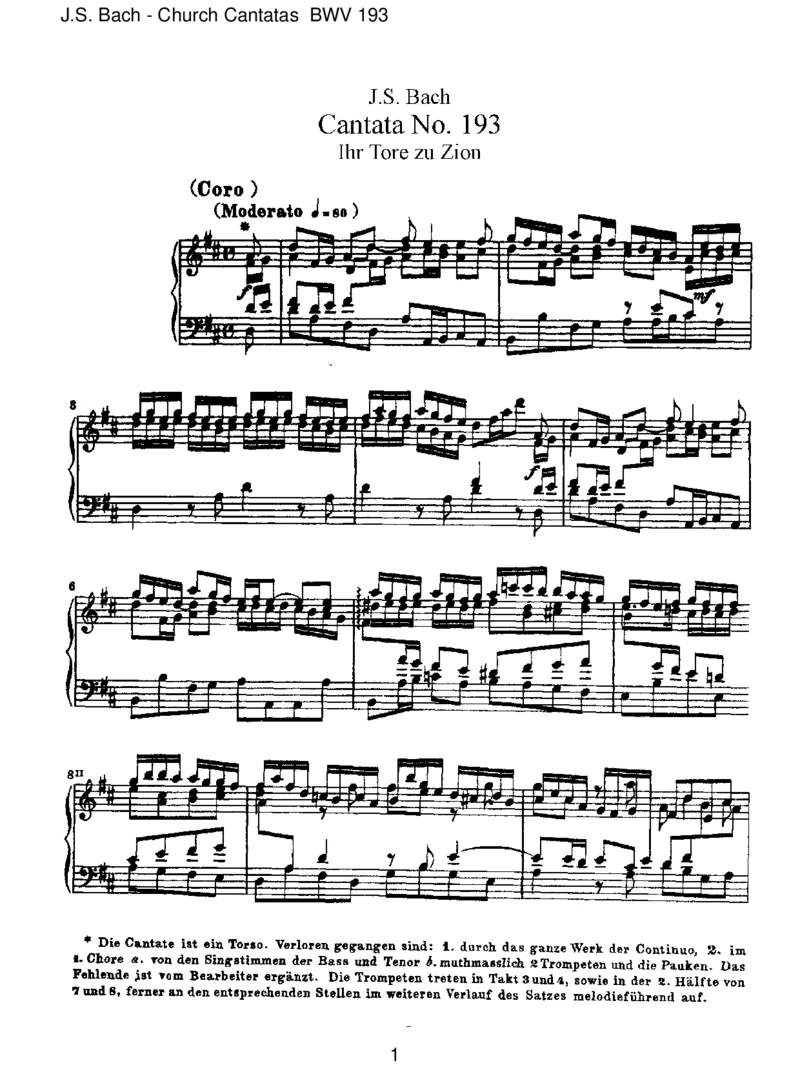 BWV193IhrTorezuZion(incomplete)_一万首著名钢琴曲谱哈农贝多芬合集视频教学电子版高清无水印可打印_1古典钢琴知名音乐家谱_巴赫钢琴谱全集_J.S巴赫作品全集_JohannSebastianBach(1685-1750)巴赫
