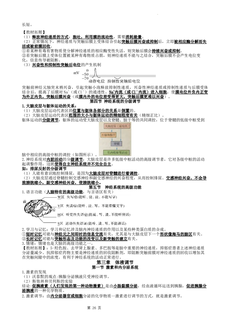 高三生物一轮复习知识点总结：选择性必修1_E015高中全科试卷_生物试题_选修1_6.知识汇总