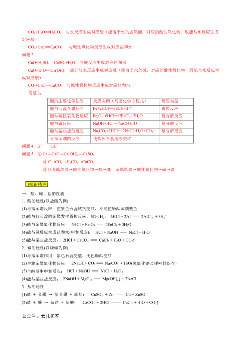 第02课物质的转化-2023年新高一化学暑假自主学习课程导航（人教版2019必修第一册）（解析版）_2024-2025高一（7-7月题库）_2024年7月试卷