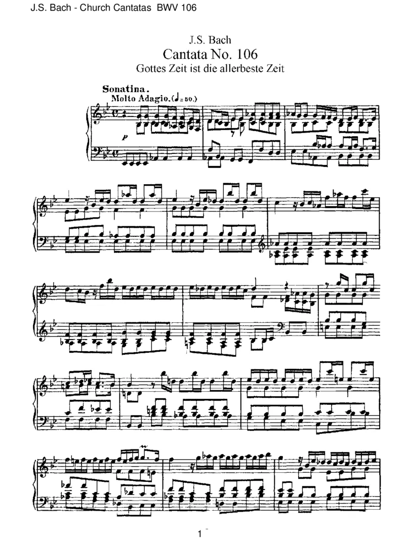 BWV106GottesZeitistdieallerbesteZeit_一万首著名钢琴曲谱哈农贝多芬合集视频教学电子版高清无水印可打印_1古典钢琴知名音乐家谱_巴赫钢琴谱全集_J.S巴赫作品全集
