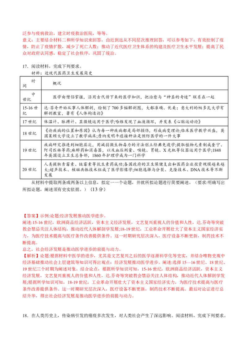 第六单元医疗与公共卫生（B卷&bull;能力提升卷）（解析版）-单元测试2022-2023学年高二历史分层训练AB卷（选择性必修2）_E015高中全科试卷_历史试题_选修2_单元测试AB卷2023年