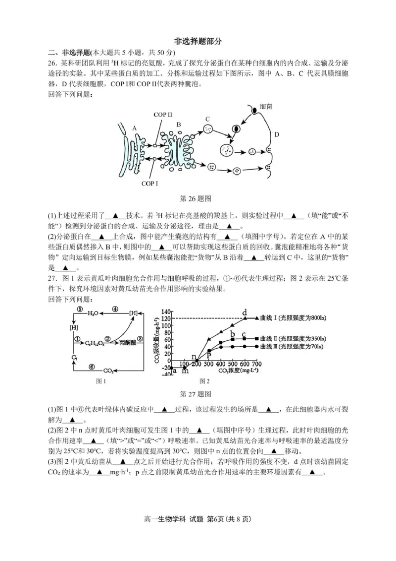 浙江省浙南名校2024-2025学年高一下学期4月期中联考生物试卷（PDF版，含答案）_2024-2025高一（7-7月题库）_2025年05月试卷_0522浙江省浙南名校2024-2025学年高一下学期4月期中联考试题