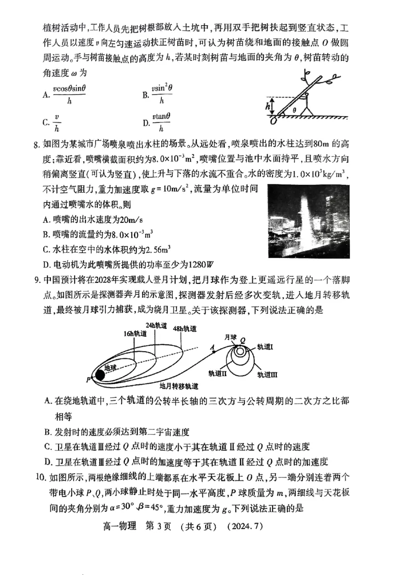 洛阳市2023-2024下学期期末考试物理试卷_2024-2025高一（7-7月题库）_2024年7月试卷_0729河南省洛阳市2023-2024学年高一下学期期末考试