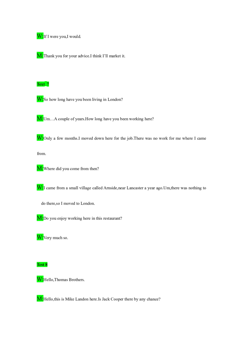 备考2024新高考英语听力(答案+文本)07_2024年5月_01按日期_1号_2024高考英语听力专题（80套模拟训练+历年真题）(附音频）_高考英语听力高分80套模拟训练_354