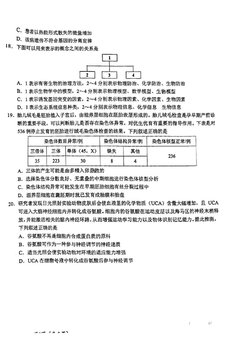 吉林省东北师大附中、长春市十一高中、吉林一中、四平一中、松原实验中学2024届高三上学期1月联合模拟考试生物(1)_2024年2月_022月合集