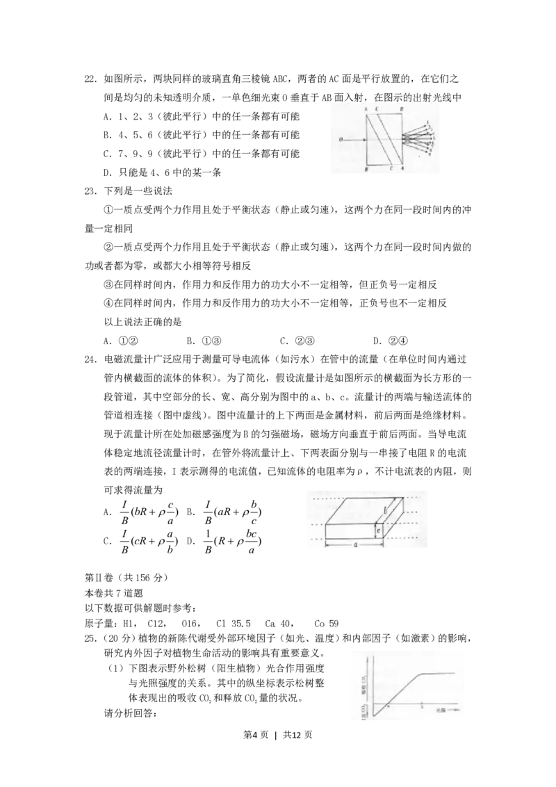 2001年天津高考理科真题及答案_化学高考真题试卷_旧1990-2007&middot;高考化学真题_1990-2007&middot;高考化学真题&middot;PDF_2001-2007年各地理综历年真题_天津