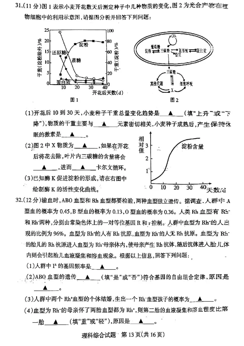 山西省阳泉市2024届高三下学期第三次模拟测试理科综合试题_2024年5月_01按日期_21号_2024届山西省阳泉市高三下学期第三次模拟测试