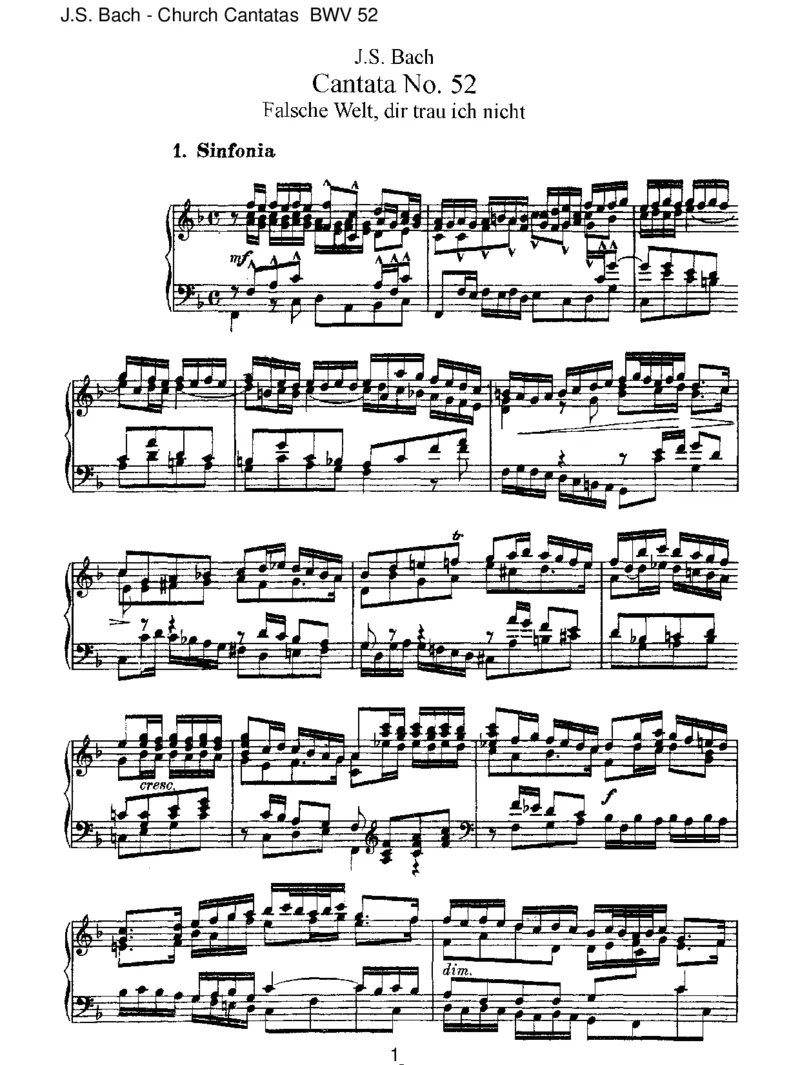 BWV52FalscheWelt,dirtrauichnicht_一万首著名钢琴曲谱哈农贝多芬合集视频教学电子版高清无水印可打印_1古典钢琴知名音乐家谱_巴赫钢琴谱全集_J.S巴赫作品全集