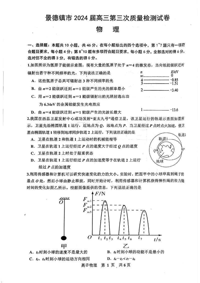 扫描件_物理(1)_2024年4月_01按日期_24号_2024届江西省景德镇市高三第三次质量检测_2024届江西省景德镇市高三下学期第三次质量检测（二模）物理试题