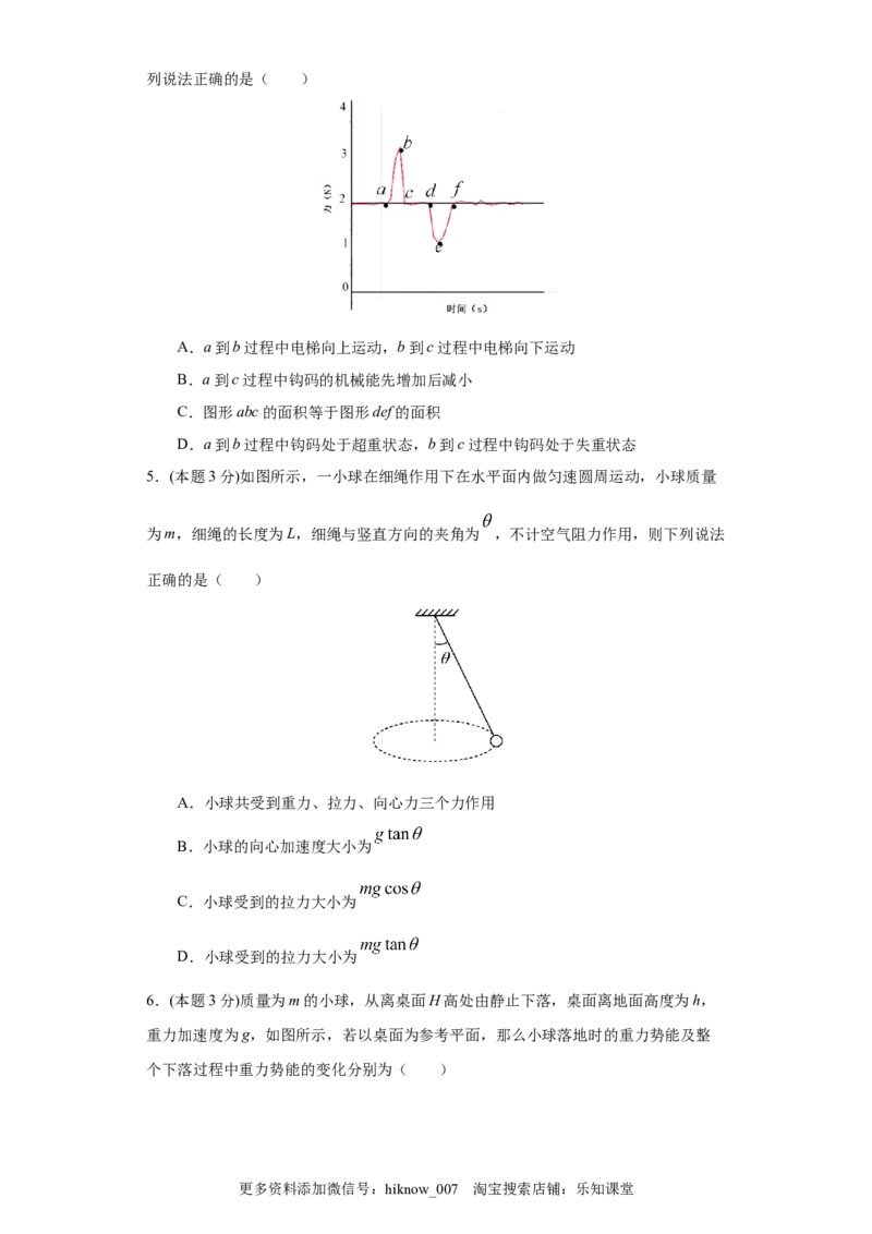 高一年级第二学期期末测试A卷（学生卷）_E015高中全科试卷_物理试题_选修1_4.期末试卷_期末测试A卷-高一下学期物理期末考点大串讲（新教材人教版）
