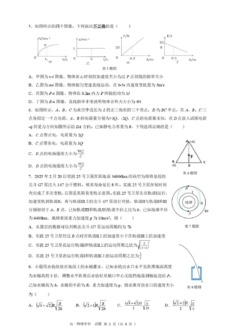 浙江省浙南名校2024-2025学年高一下学期4月期中联考试题物理PDF版含答案_2024-2025高一（7-7月题库）_2025年05月试卷_0522浙江省浙南名校2024-2025学年高一下学期4月期中联考试题