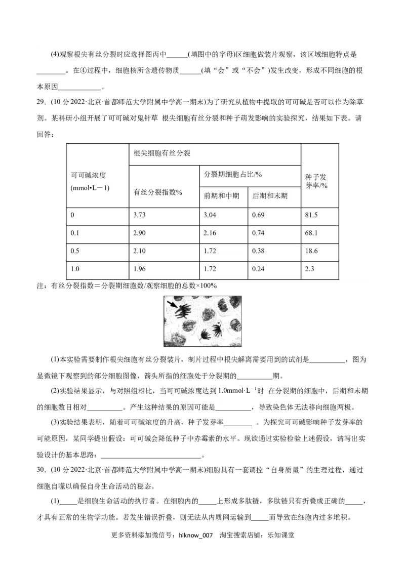 第6章细胞的生命历程（B卷&middot;能力提升练）（原卷版）_E015高中全科试卷_生物试题_必修1_1.单元测试_1.单元测试AB卷（第一套）