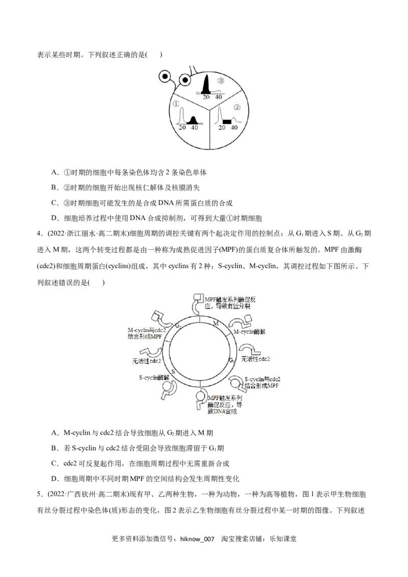 第6章细胞的生命历程（B卷&middot;能力提升练）（原卷版）_E015高中全科试卷_生物试题_必修1_1.单元测试_1.单元测试AB卷（第一套）