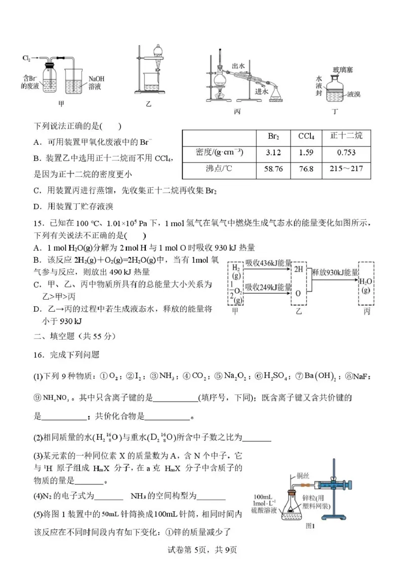 河南省南阳市第一中学校2024-2025学年高一下学期第二次月考化学试题（PDF版，含答案）_2024-2025高一（7-7月题库）_2025年04月试卷