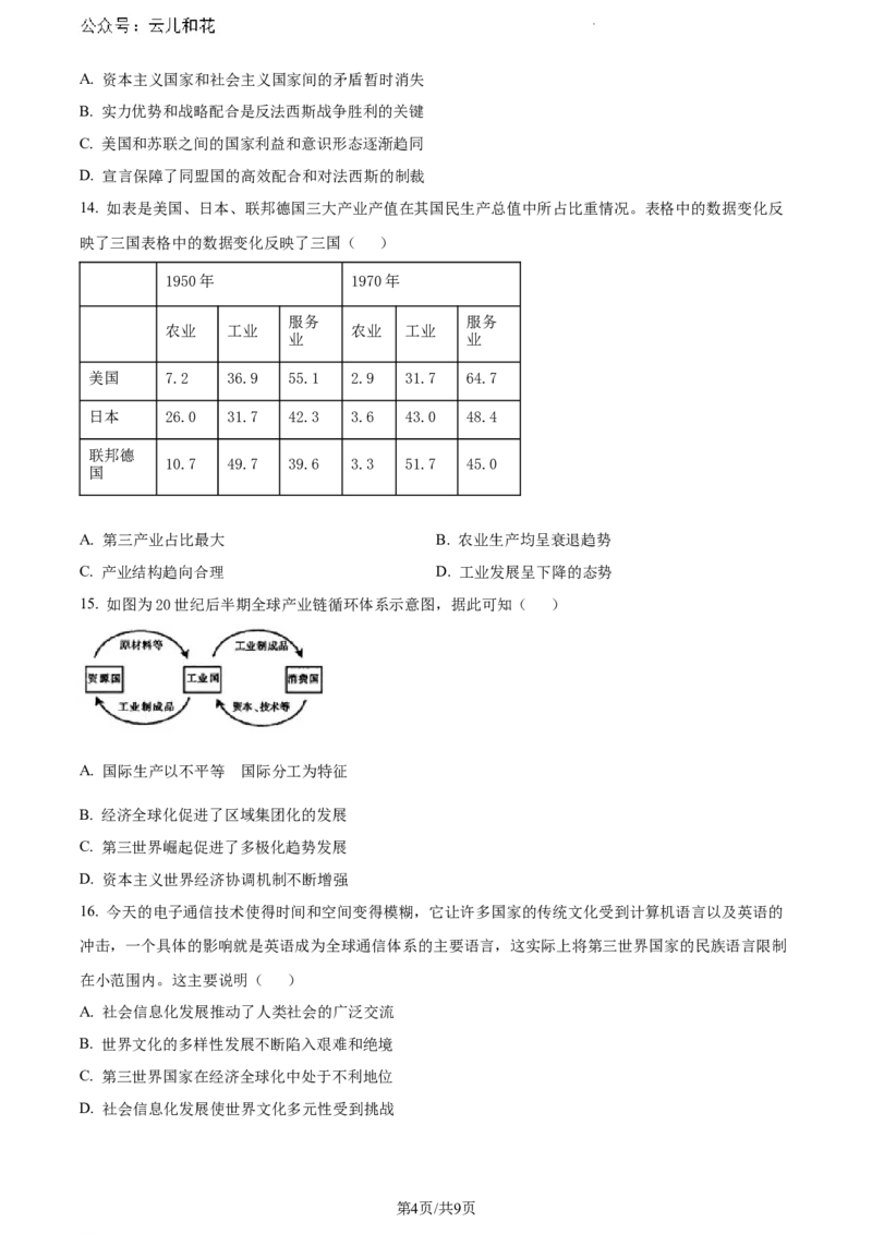 河南省漯河市2023-2024学年高一下学期期末质量监测历史试题_2024-2025高一（7-7月题库）_2024年8月试卷_0811河南省漯河市2023-2024学年高一下学期期末质量监测