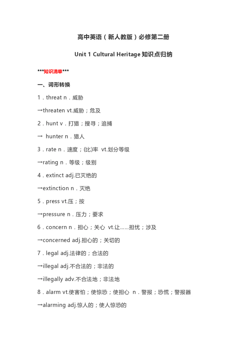 高中英语（新人教版）必修第二册（63页）_E015高中全科试卷_英语试题_必修2_2.新版高中英语必修二_6.知识汇总