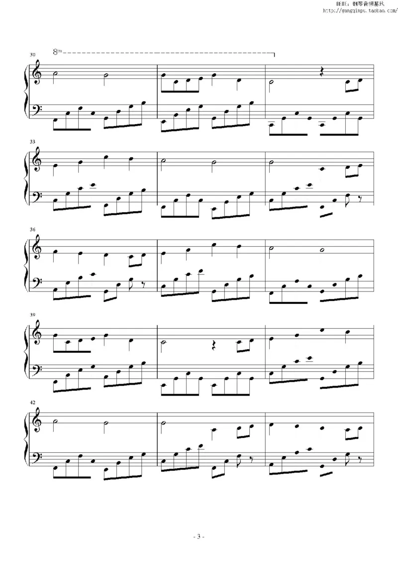 40、班得瑞钢琴谱2（42页，共10首）_一万首著名钢琴曲谱哈农贝多芬合集视频教学电子版高清无水印可打印_3流行音乐谱_流行钢琴谱合集形式_高清PDF无水印