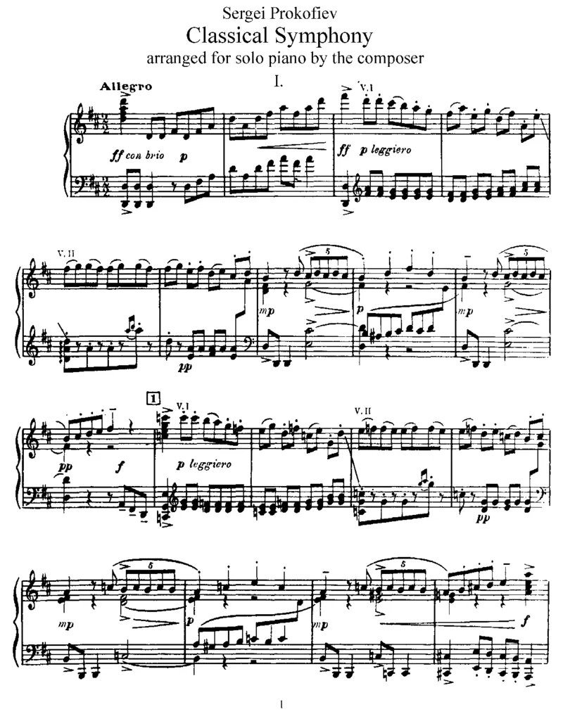 ClassicalSymphony,Op25_一万首著名钢琴曲谱哈农贝多芬合集视频教学电子版高清无水印可打印_1古典钢琴知名音乐家谱_普罗科菲耶夫钢琴谱全集