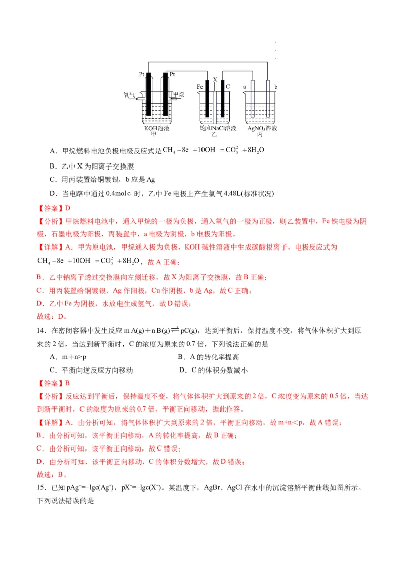 高二化学期末模拟卷02（全解全析）_E015高中全科试卷_化学试题_选修1_3.新版人教版高中化学试卷选择性必修1_3.期末试卷