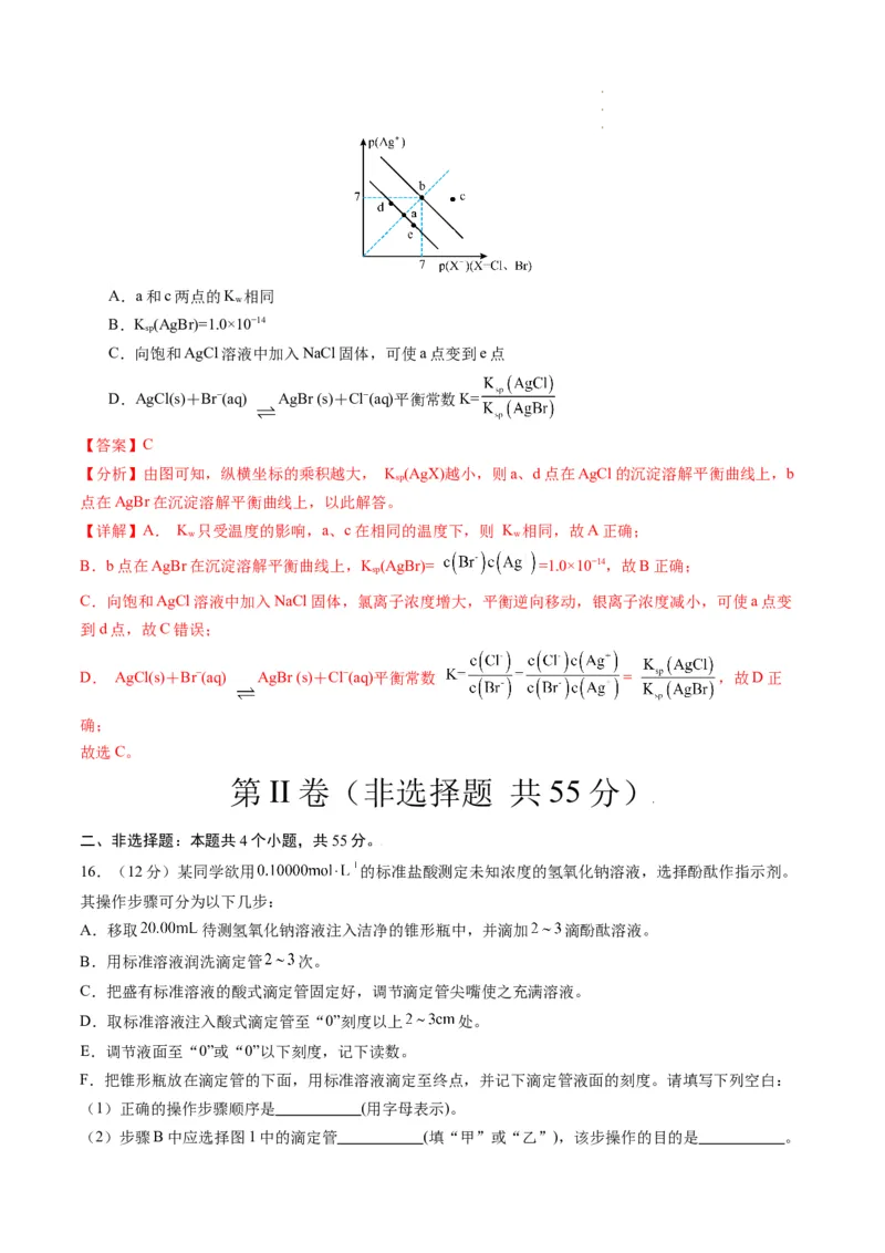 高二化学期末模拟卷02（全解全析）_E015高中全科试卷_化学试题_选修1_3.新版人教版高中化学试卷选择性必修1_3.期末试卷