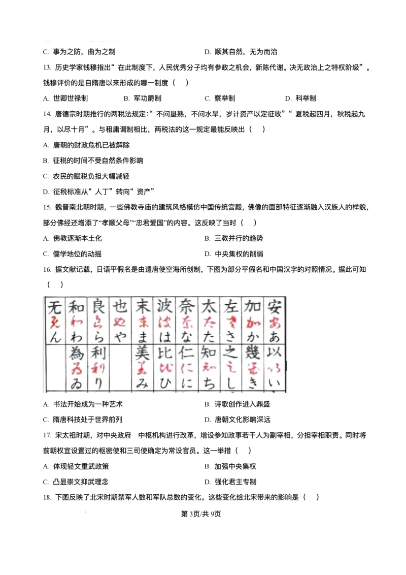 河南省实验中学2025-2026学年高一上学期第二次月考历史试卷含答案_2024-2025高一（7-7月题库）_2026年1月高一_260109河南省实验中学2025-2026学年高一上学期第二次月考（全）